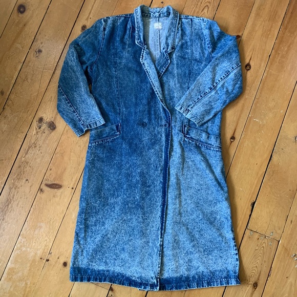 Vintage Jackets & Blazers - VINTAGE denim trench duster coat